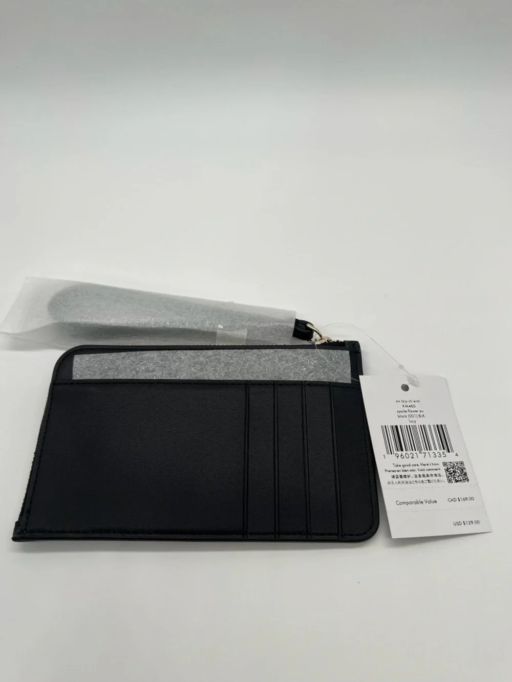 Kate Spade Lucy Spade Flower Small Card Holder Wristlet Black KM460 NWT